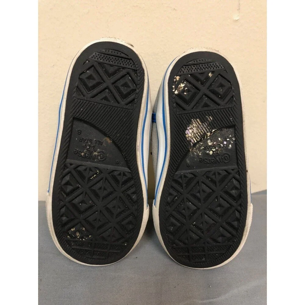Converse All Star hi top Kids sneakers lace up shoes -gray/royal blue Size US 8